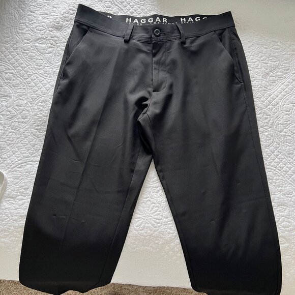 Haggar Mens Premium Active Series Stretch Dress Pants in Black Size 36 x 30 - Picture 1 of 4